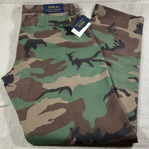 Polo Ralph Lauren The Polo Chino Pants Mens Sz 34x34 Green Camo Stretch Straight